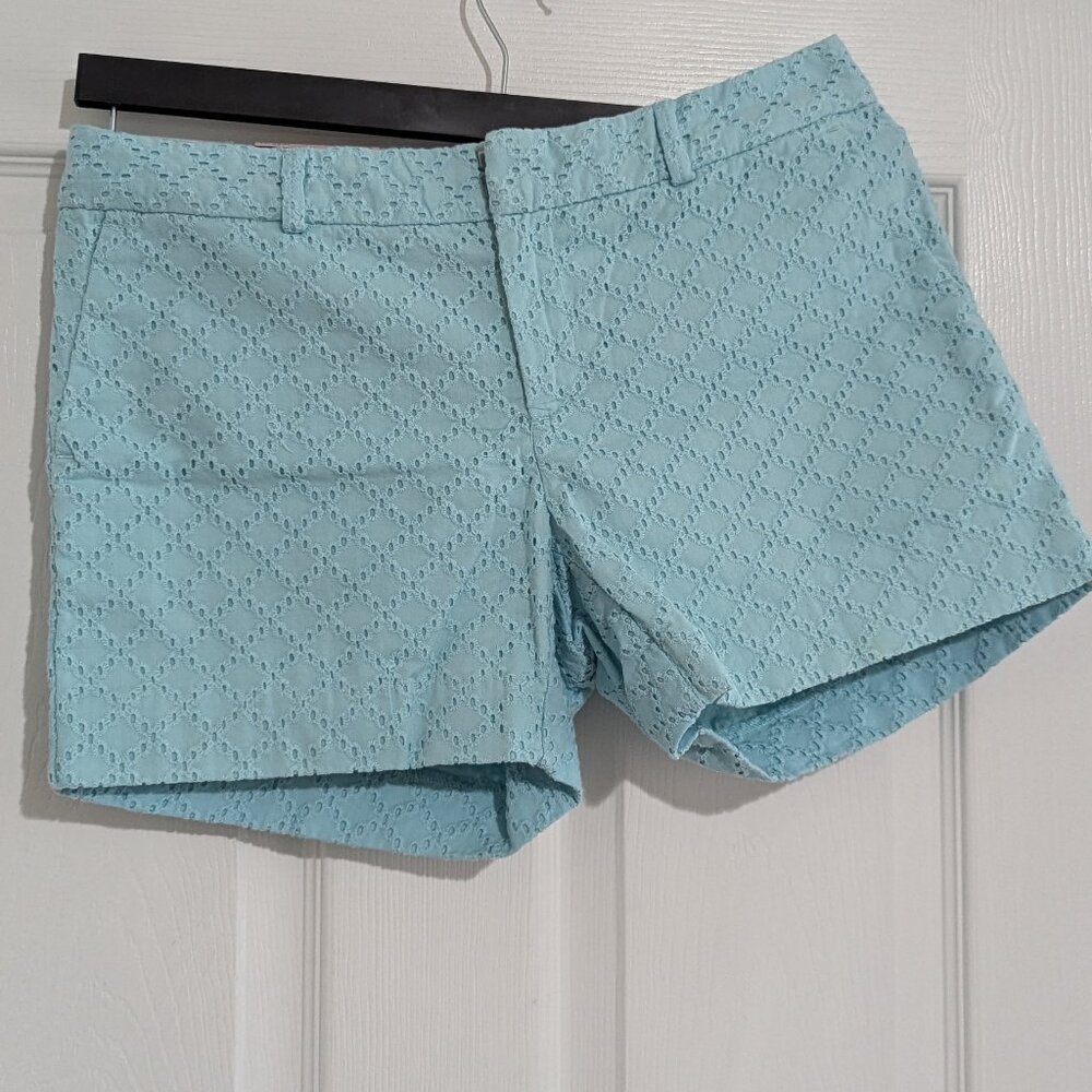 NWT Banana Republic Light Blue Eyelet 4.5" Mini Short 100% Cotton Pockets Sz 2P